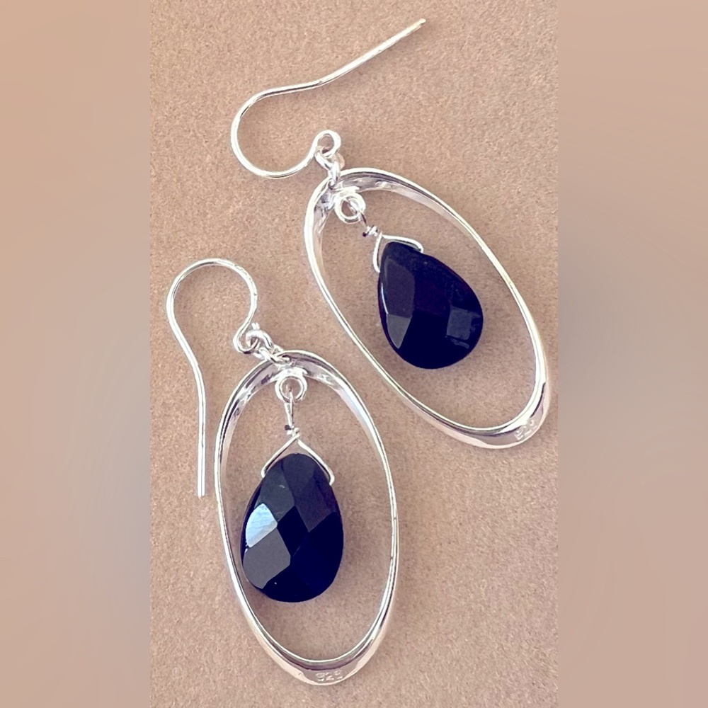 Sterling silver earrings with black onyx